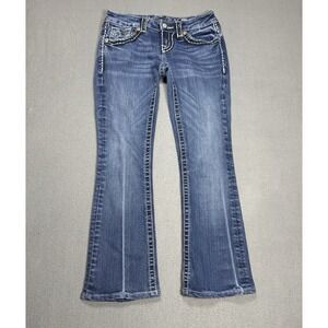 Miss Me Jeans Womens 25x27 Cropped Lowrise Studded Gold Patch USA Y2K Denim